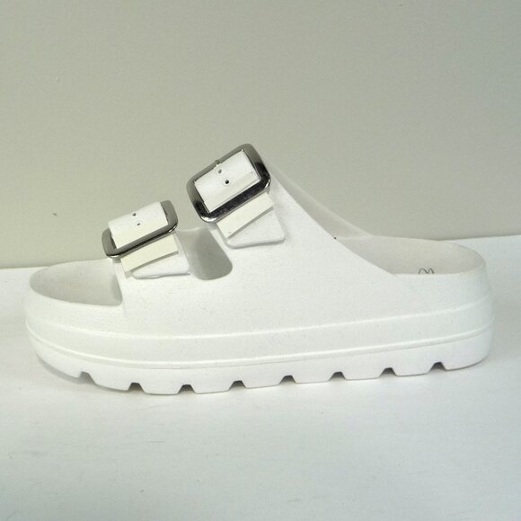 NEW WHITE SLIDE PLATFORM SLIDE SANDALS 7 - Picture 6 of 9